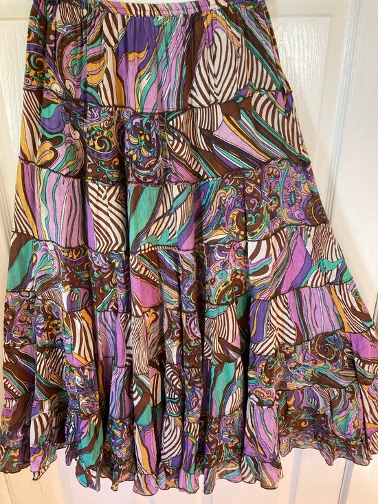 Raj Dresses & Skirts - Boho Tiered Maxi Skirt in Purple, Teal & Brown
